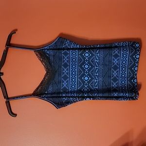 Plus size XXL Blue Fair isle Lace Cami tank NWT